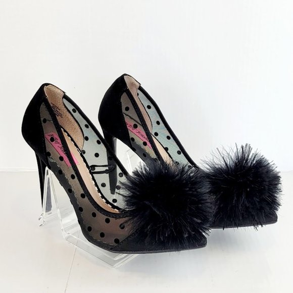 Betsey Johnson Shoes - BETSEY JOHNSON tati polka pom heels Sz 8